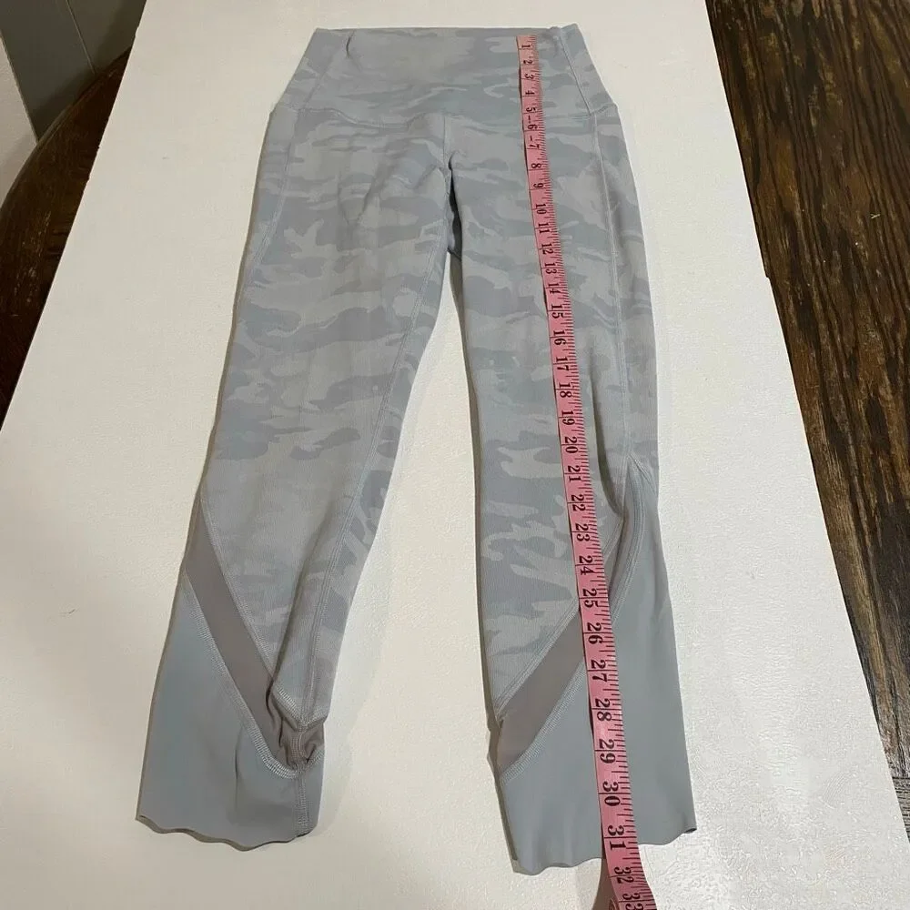 Lululemon Align Camo Leggings Gray Mesh Panel Size 6 Yoga Athleisure